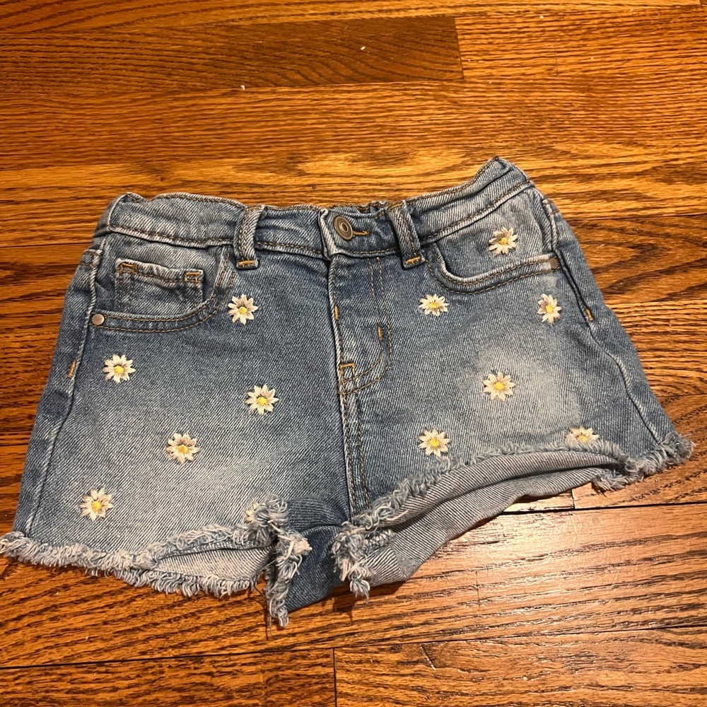 Floral Blue Jean Shorts
